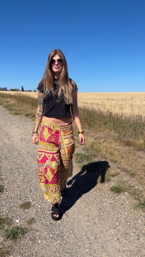 Golden Poppy Kantha Pants