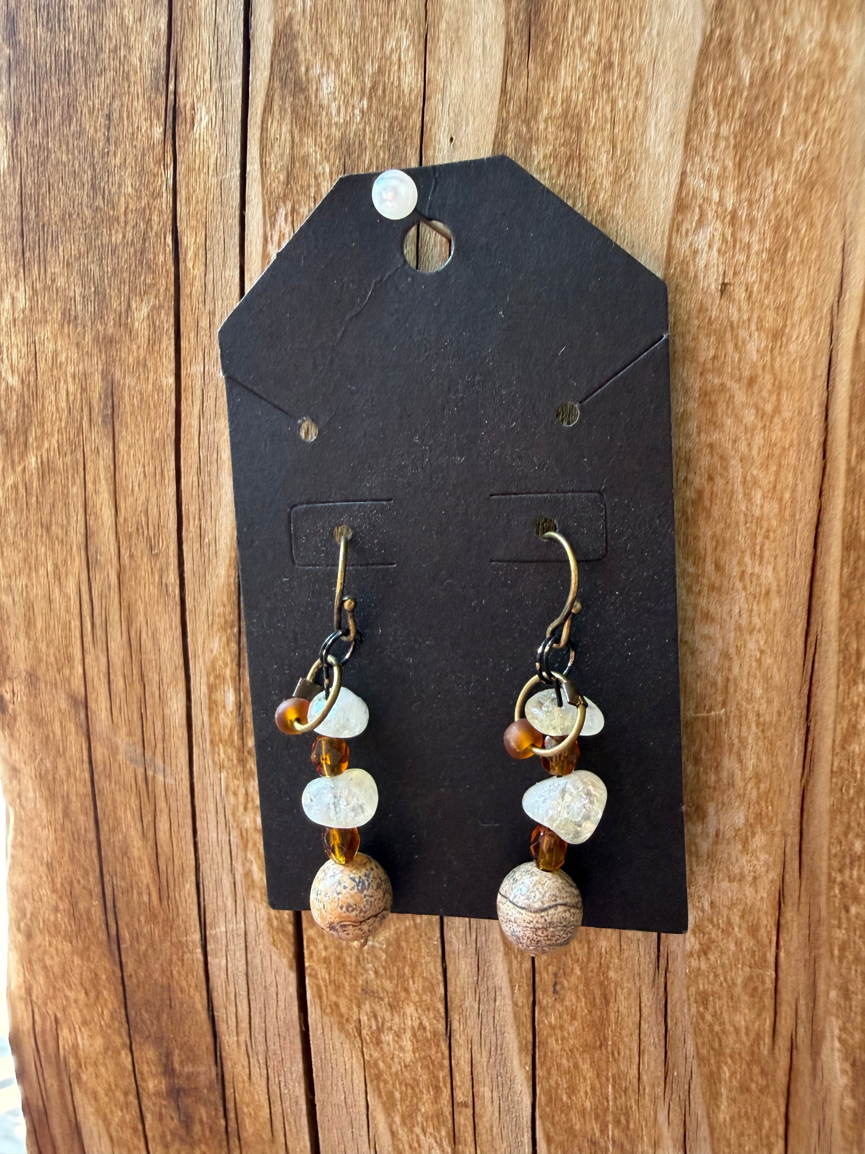Handcrafted Earth Tone Beaded Drop Earrings