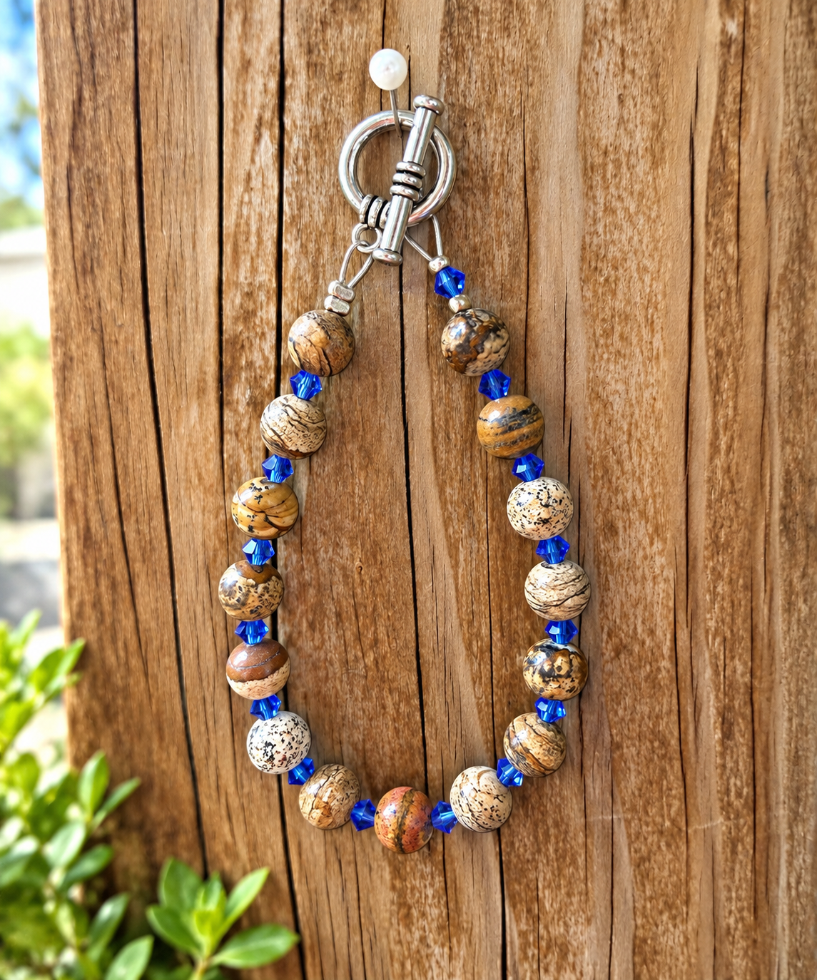 Earth + Cobalt Beaded Bracelet