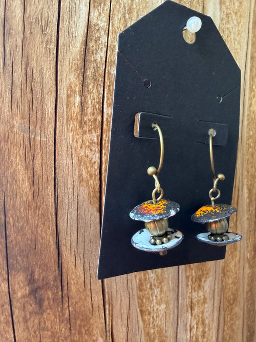 Copper Bloom Enamel Earrings