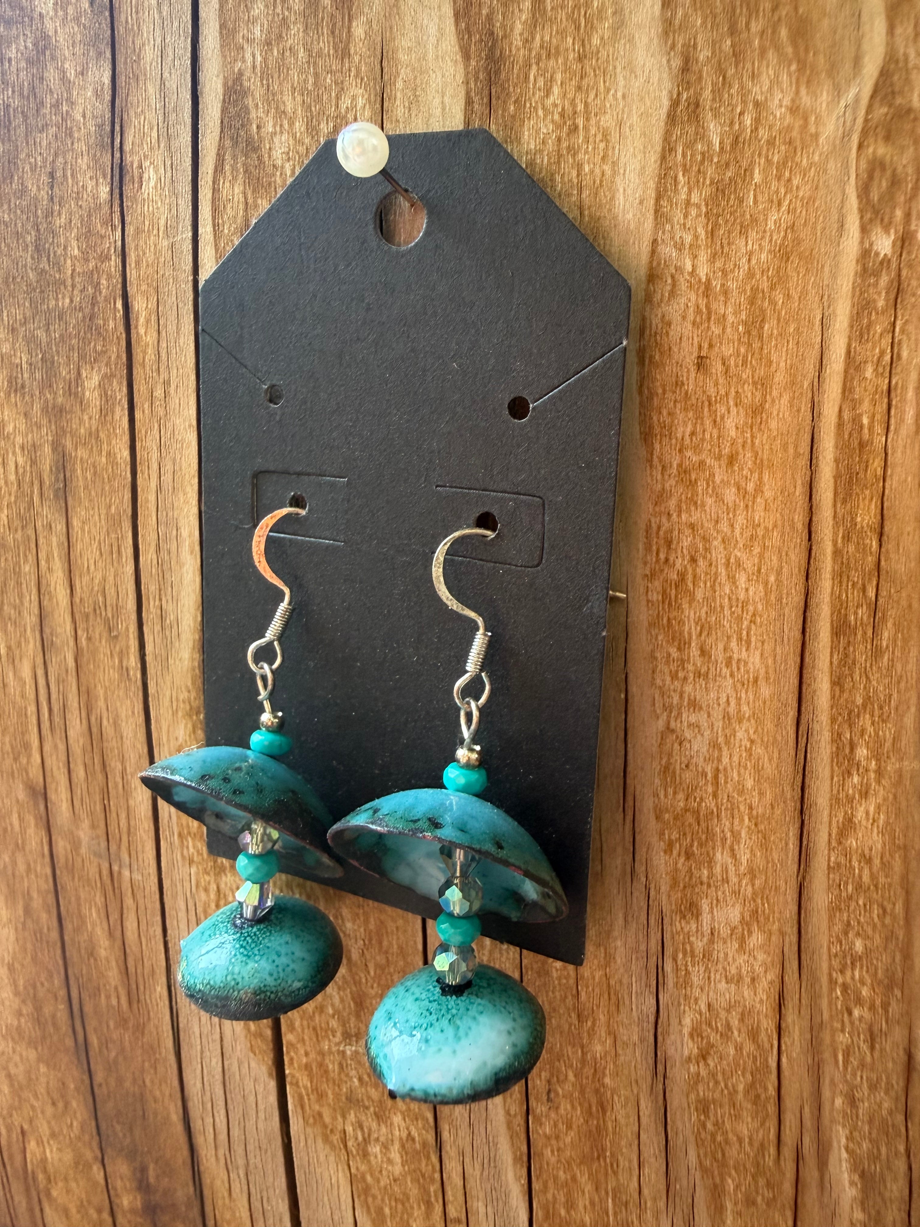Turquoise Cascade Enamel Earrings