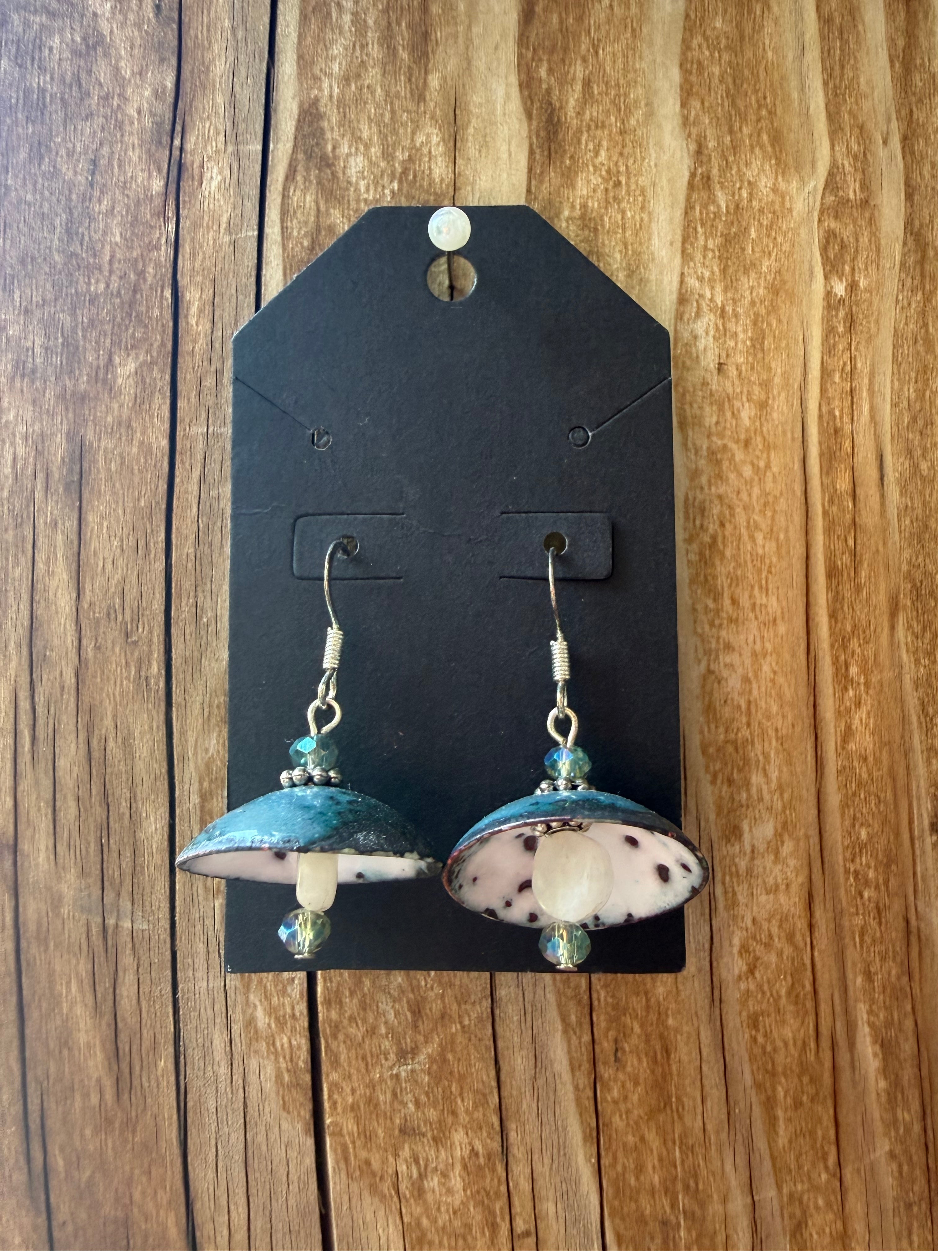 Ocean Mist Enamel Dome Earrings