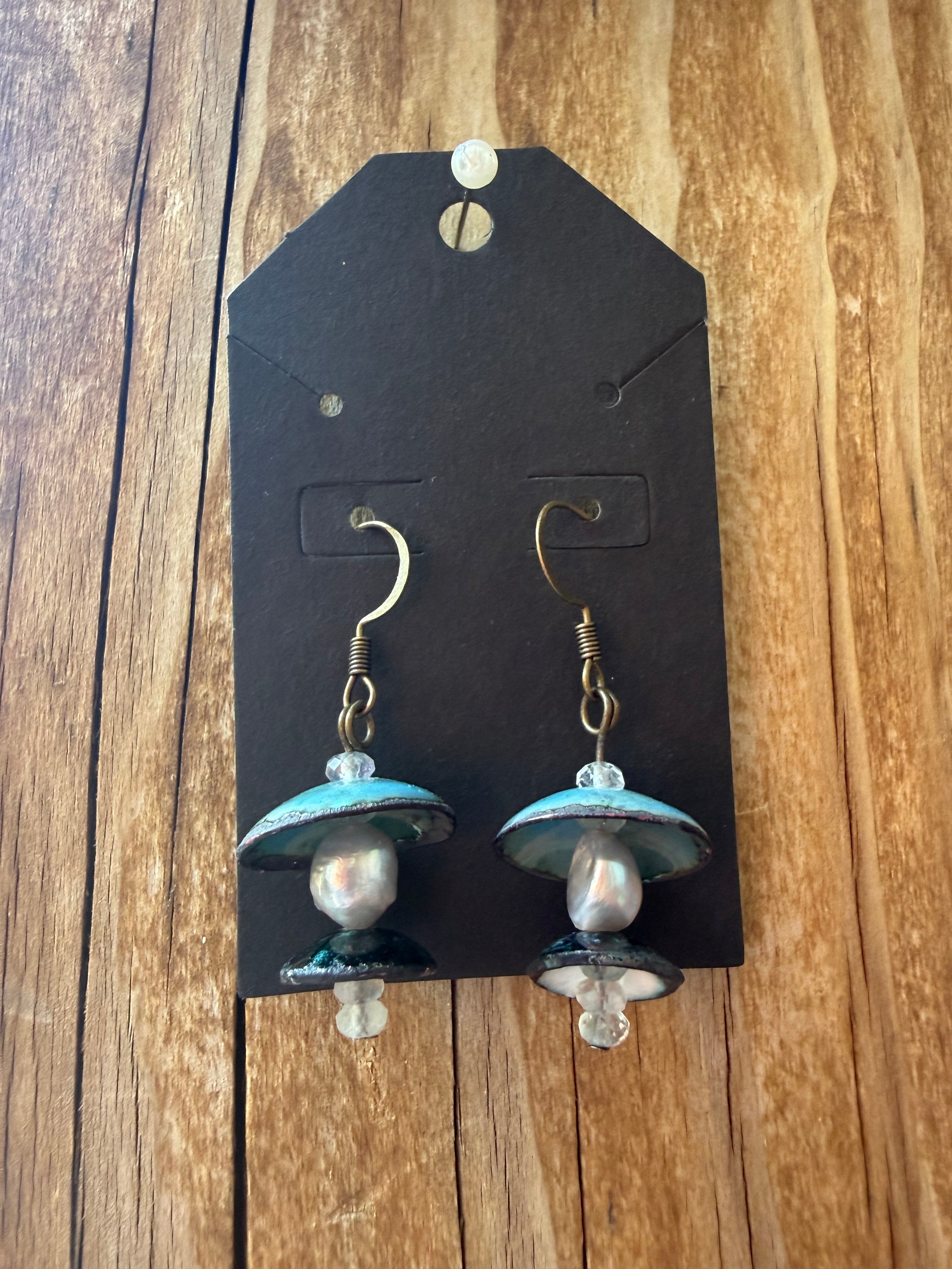 Turquoise Cascade Enamel Earrings