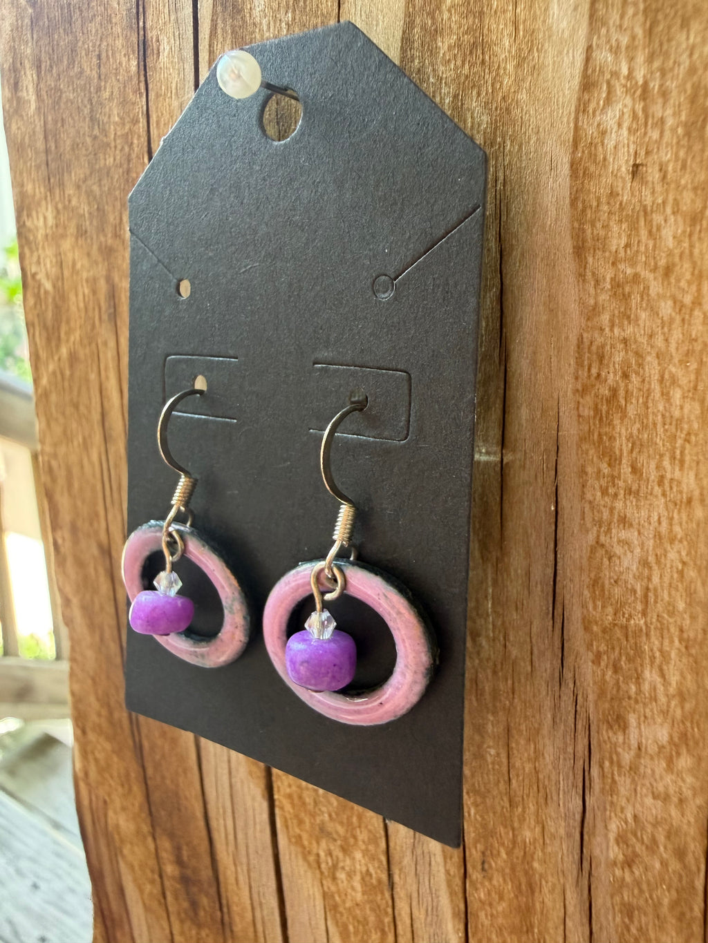 Lavender Loop Enamel Earrings