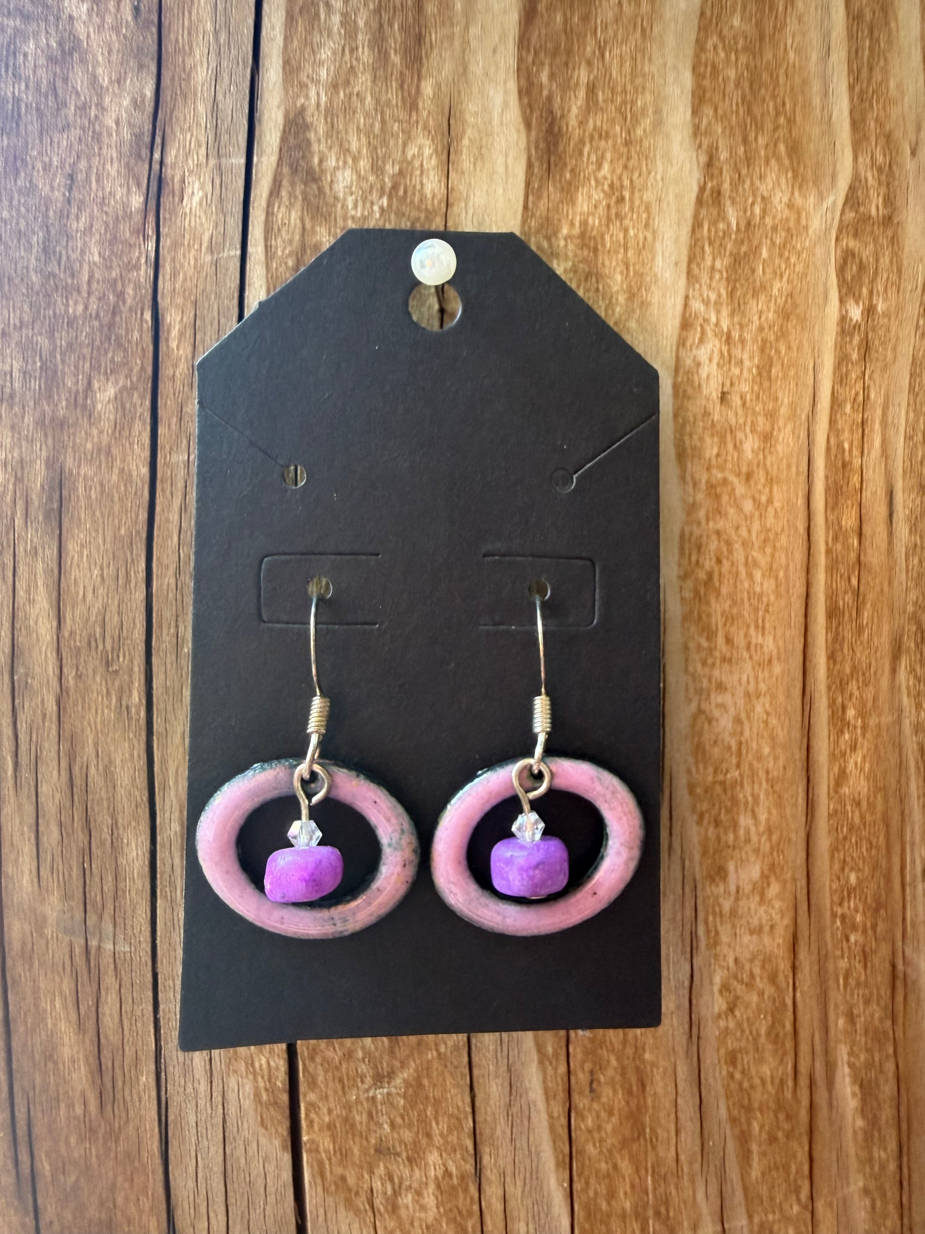 Lavender Loop Enamel Earrings