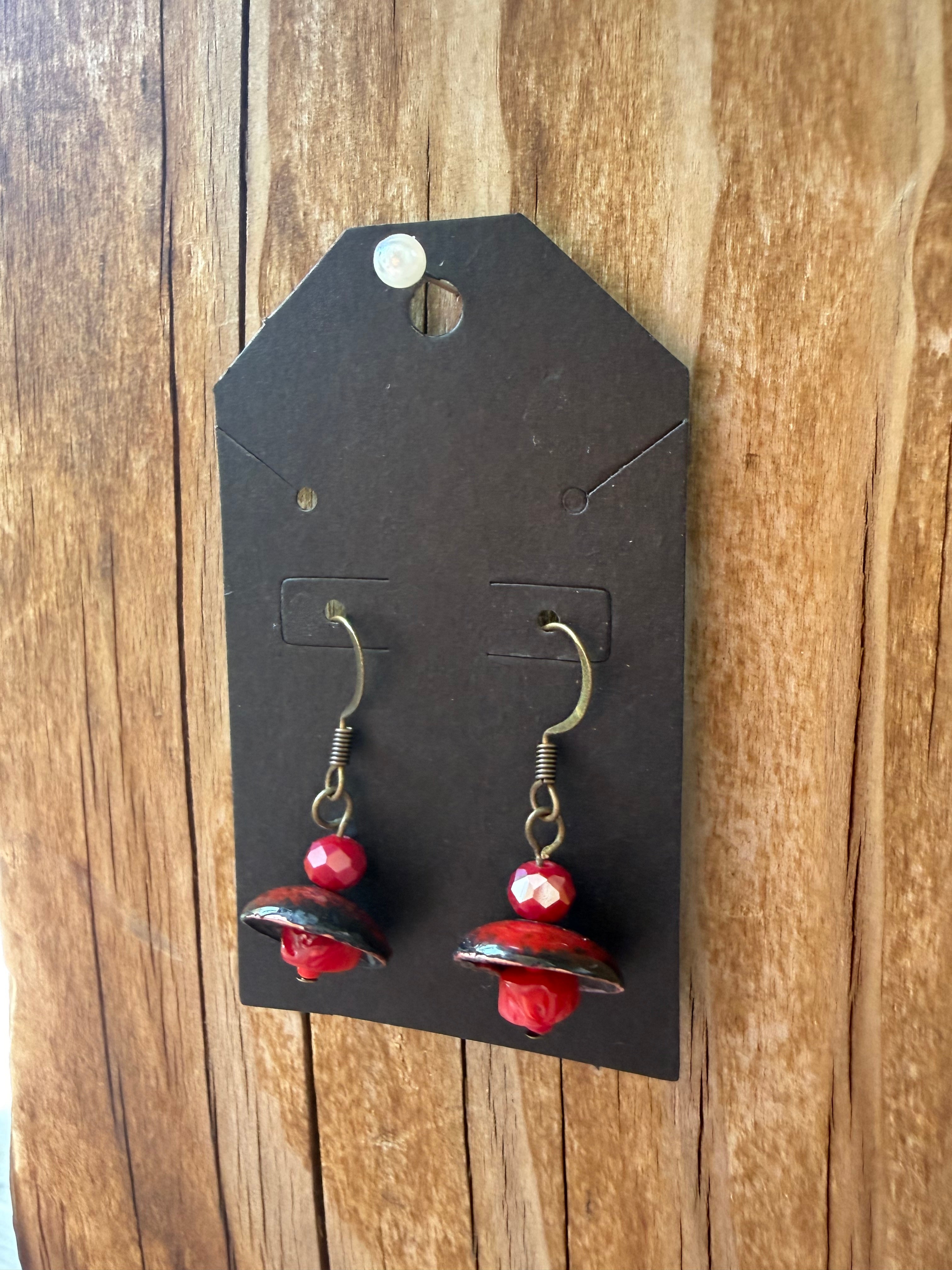 Ruby Spark Enamel Earrings