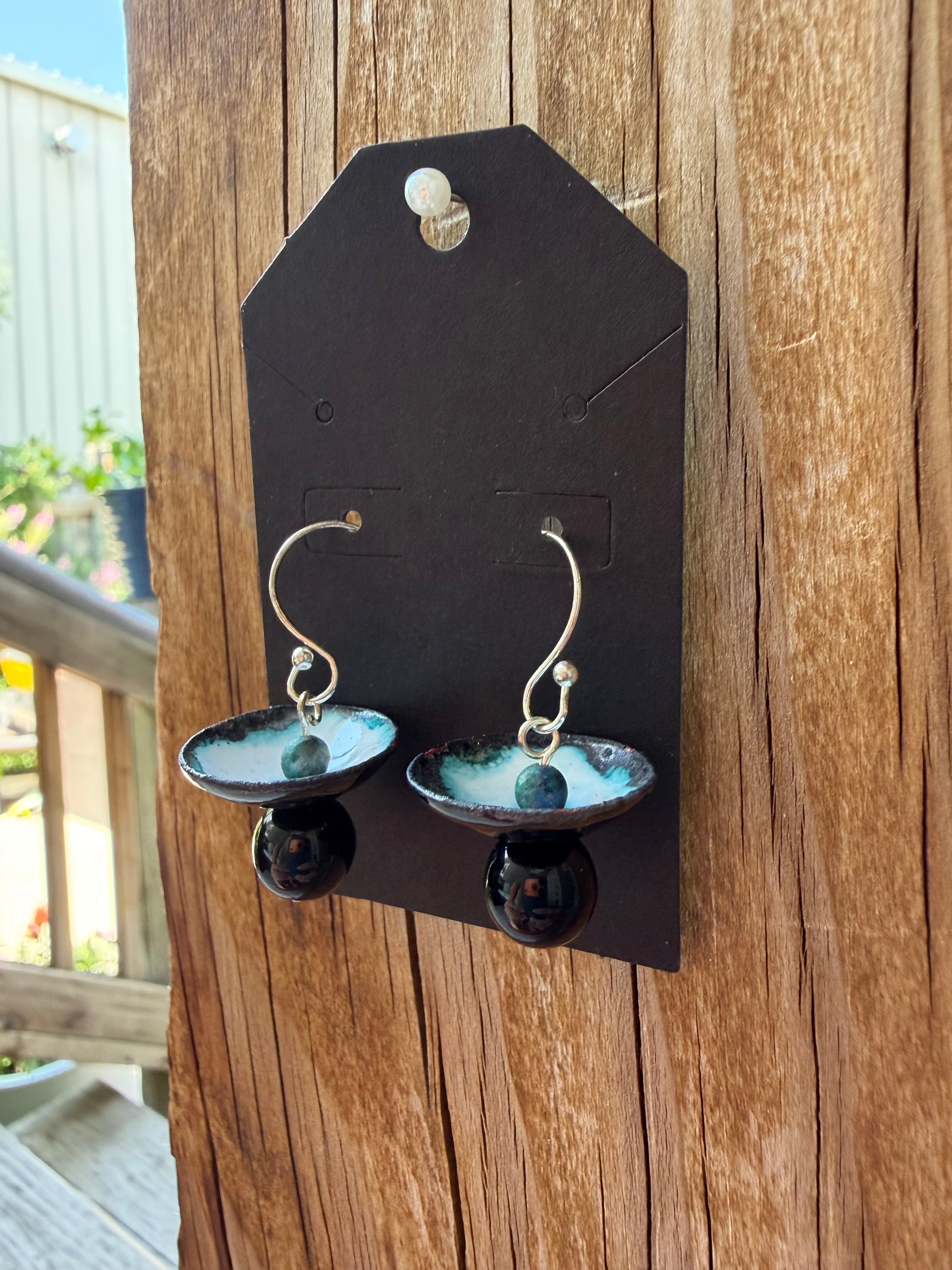 Sky Bowl Enamel Earrings