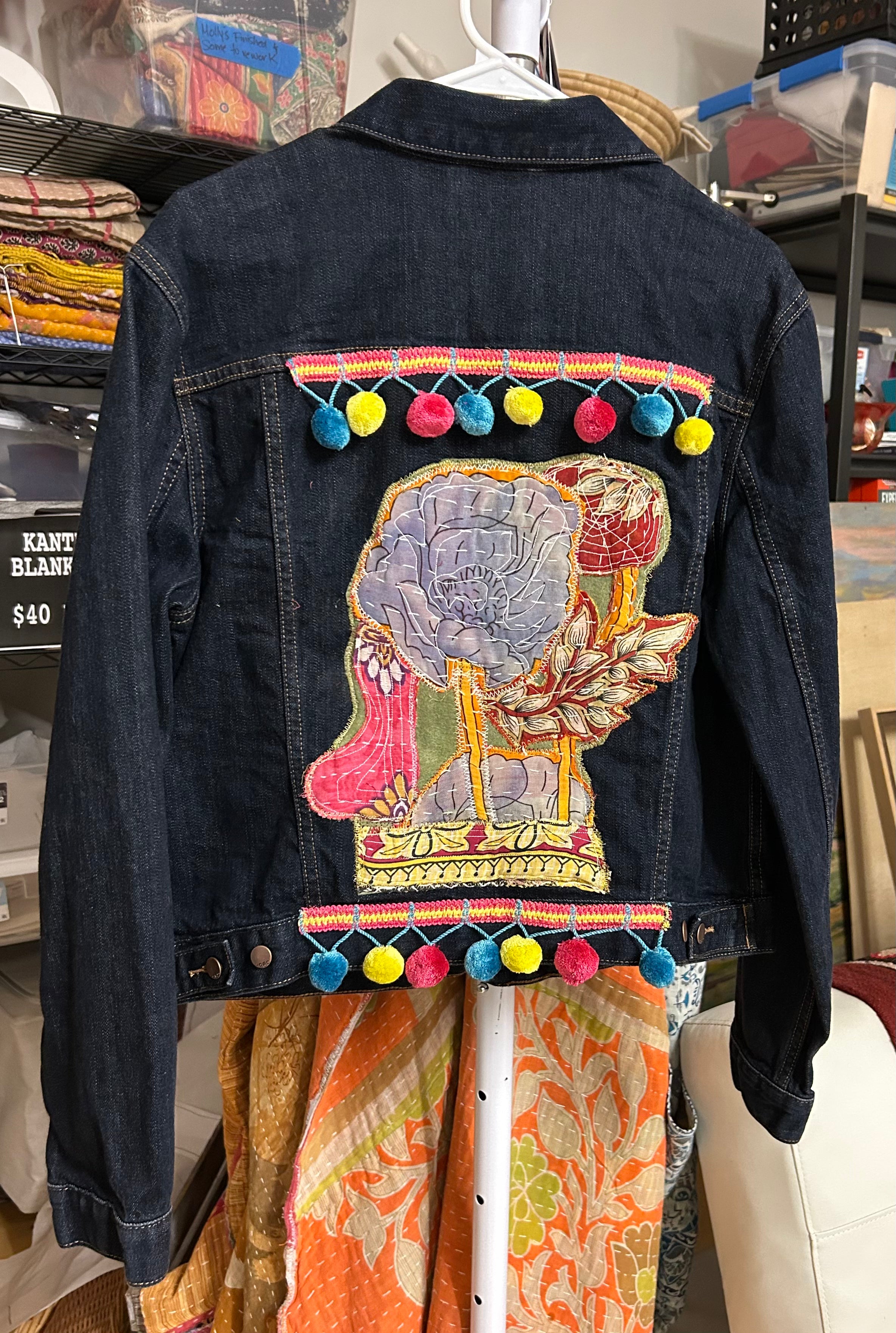 One-of-a-Kind Floral Patchwork Denim Jacket