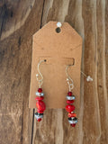 Handcrafted Red Coral & Hematite Beaded Earrings