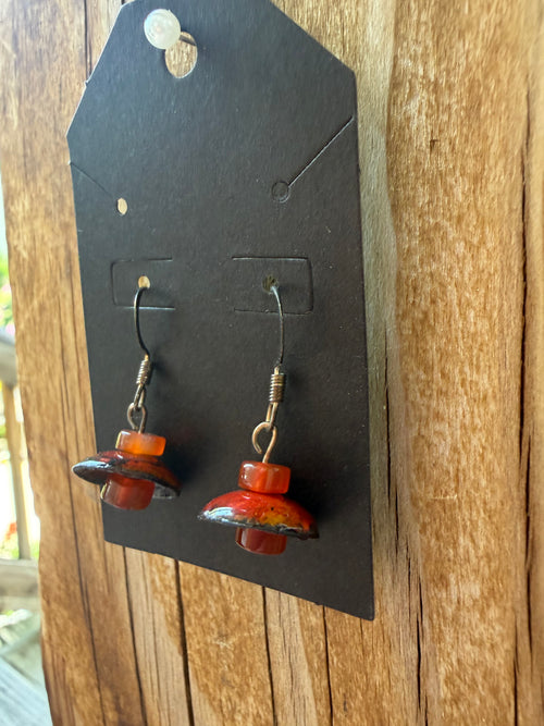 Autumn Flame Enamel Earrings
