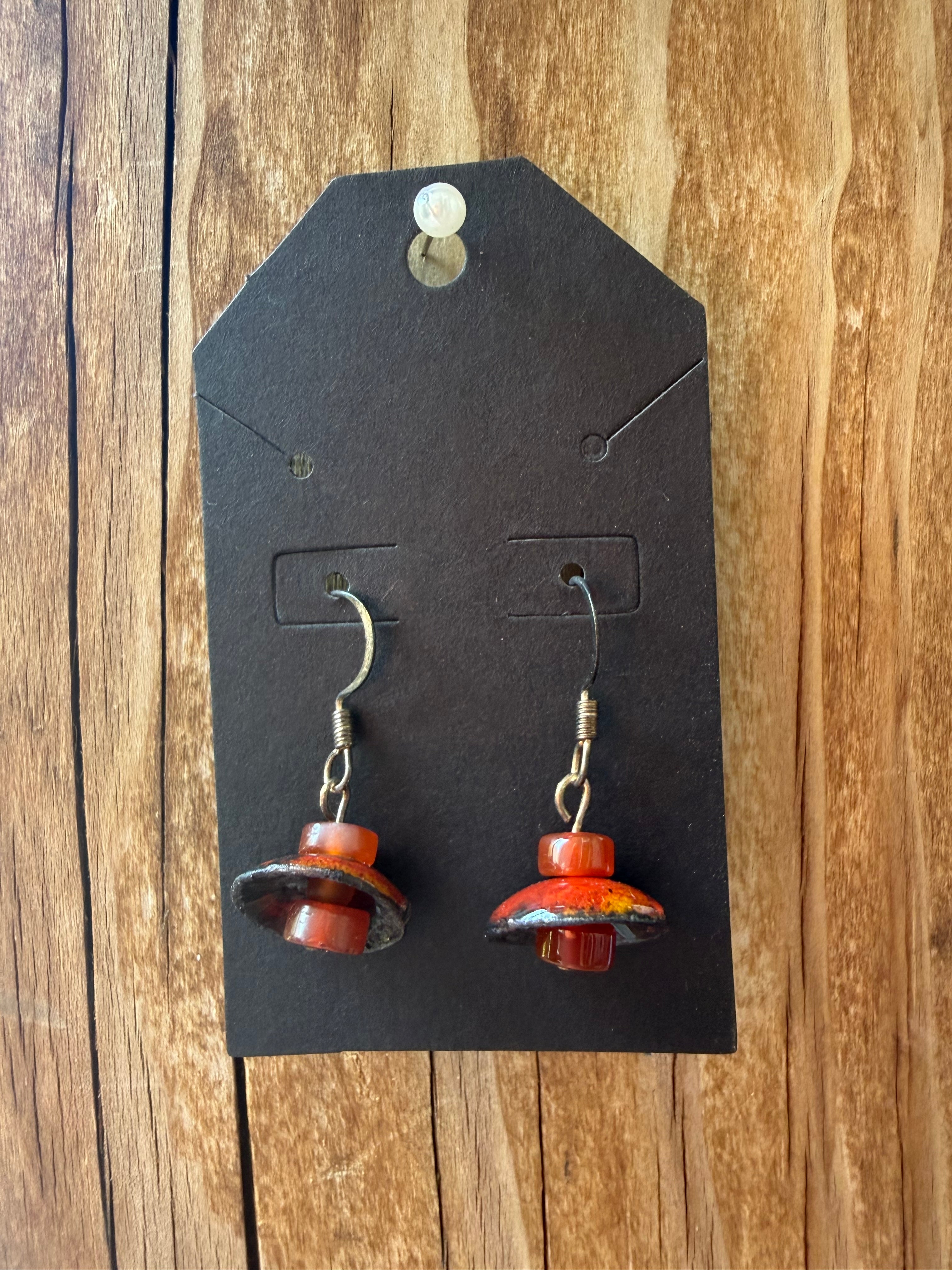 Autumn Flame Enamel Earrings