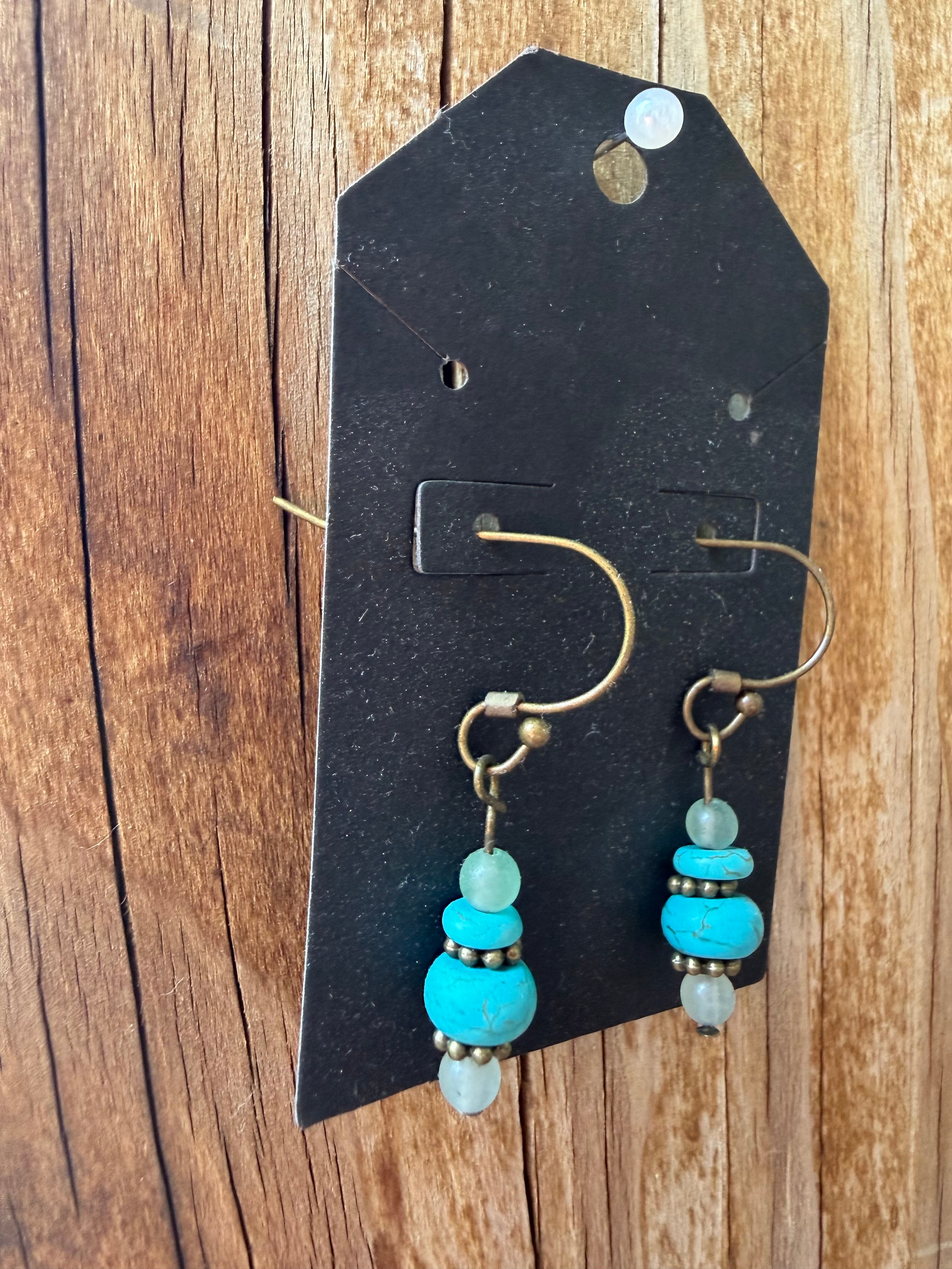 Turquoise Beaded Drop Earrings