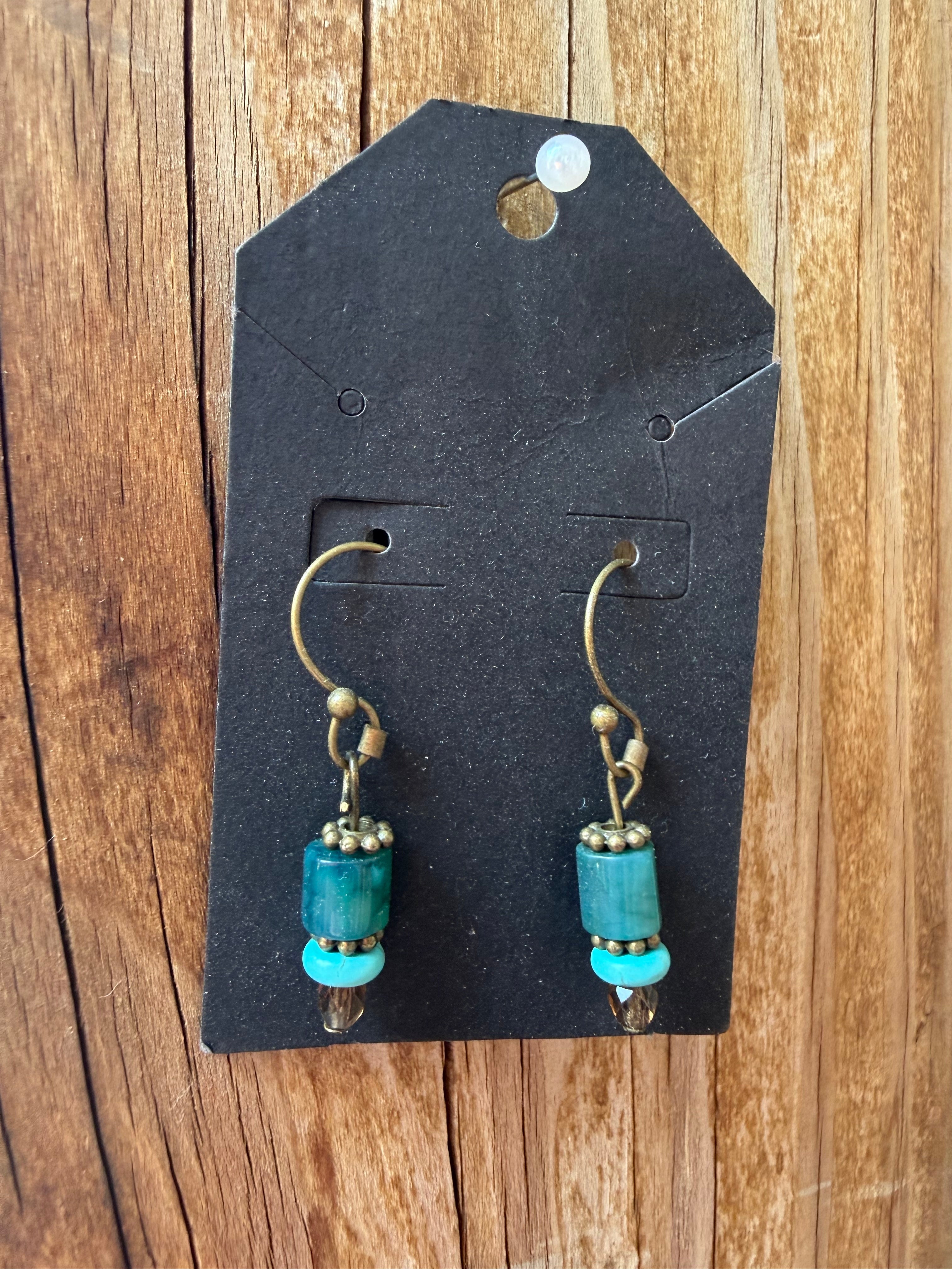 Handcrafted Turquoise & Teal Beaded Earrings